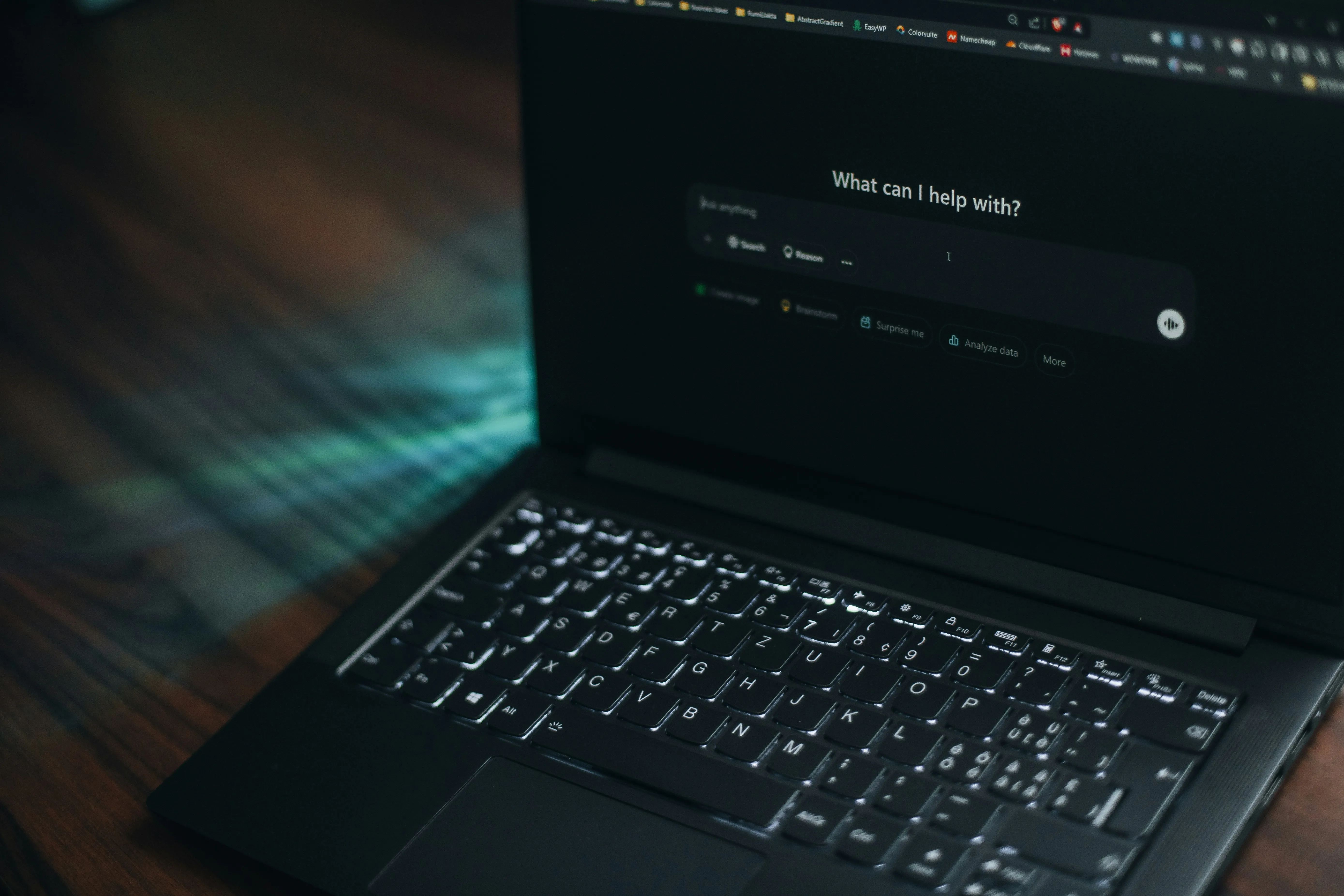 AI chat interface displayed on a laptop screen